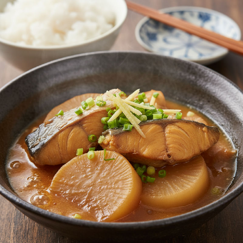 Braised Yellowtail with Daikon Radish (Buri Daikon)