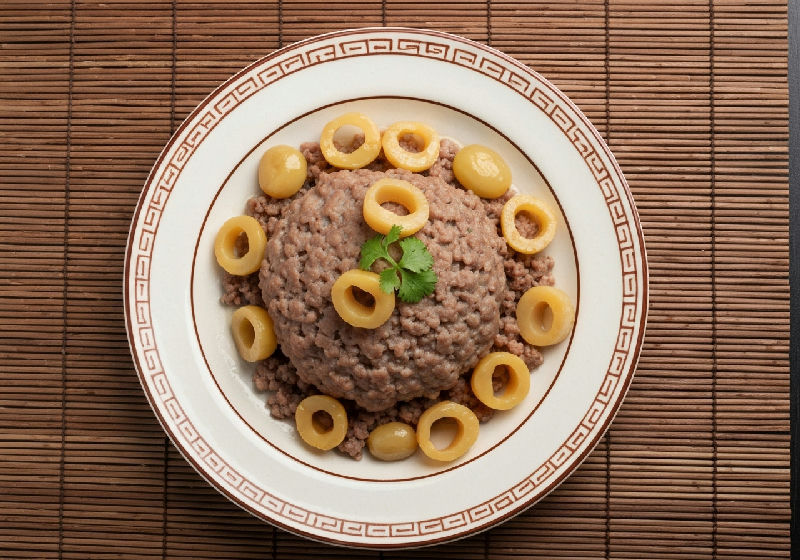 Steamed Minced Beef Patty with Water Chestnuts and Dried Tangerine Peel