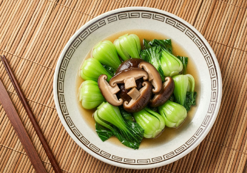 Braised Shiitake Mushrooms with Bok Choy