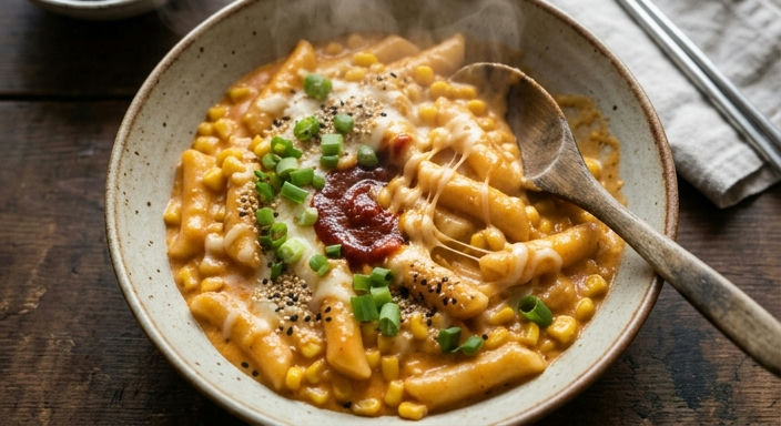 Korean-Style Corn Cheese Tteokbokki