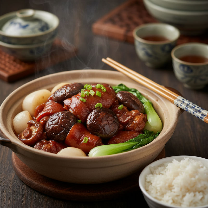 Braised Pork Hock with Dried Shiitake Mushrooms and Oyster Sauce