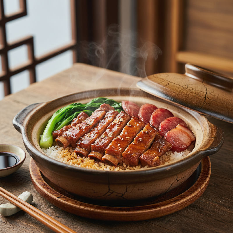 Claypot Rice with Pork Ribs and Cured Meats