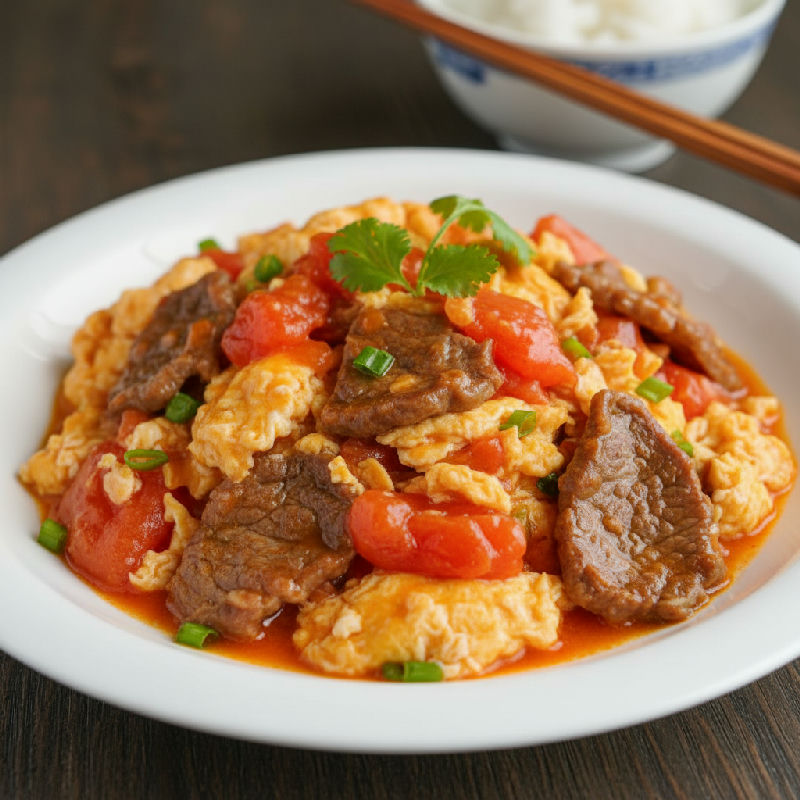 Stir-fried Beef with Tomatoes and Scrambled Eggs