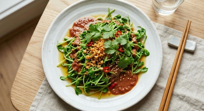 Stir-fried Pea Sprouts with Garlic and Fermented Beancurd