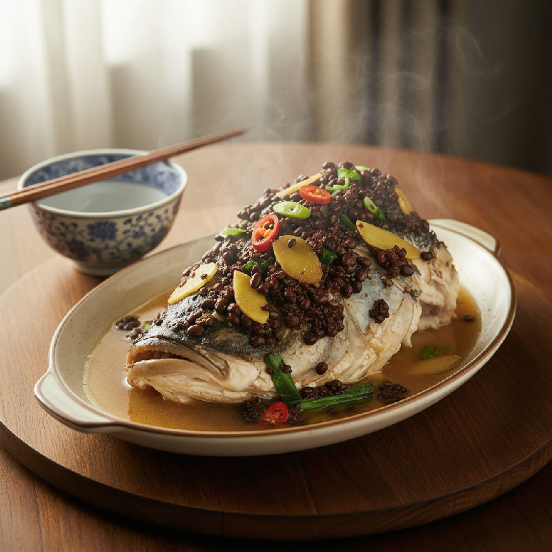 Steamed Fish Head with Fermented Yellow Beans