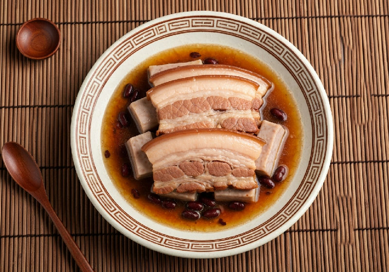 Steamed Pork Belly with Fermented Red Bean Curd and Taro