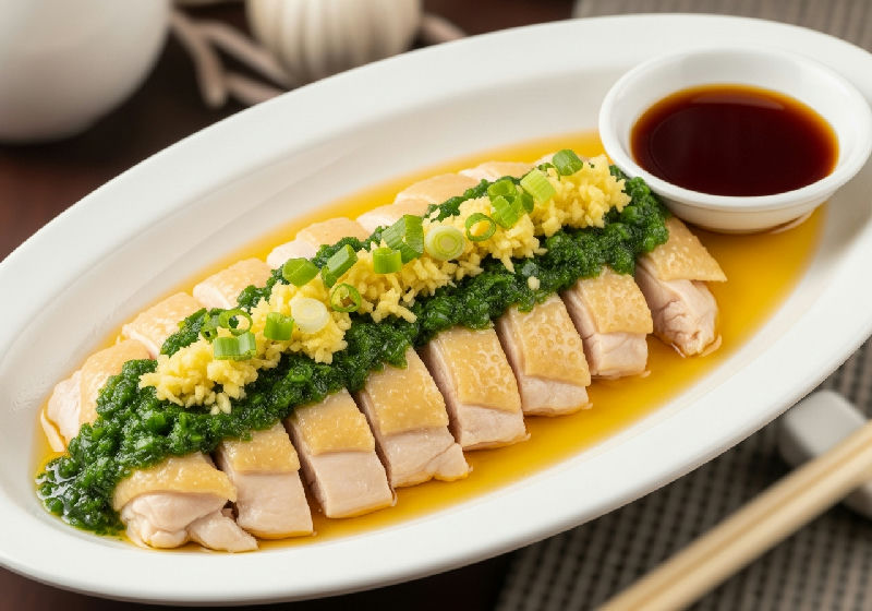 Steamed Chicken with Ginger and Spring Onion Oil