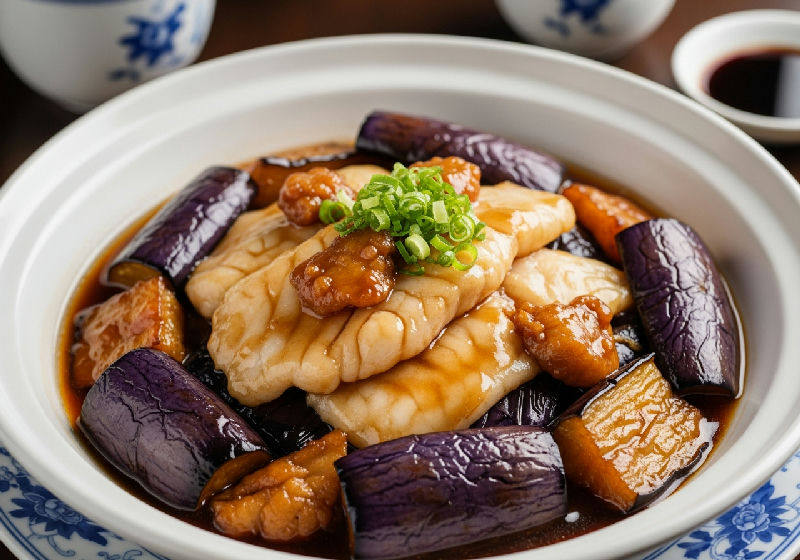 Braised Fish Fillet with Eggplant and Salted Fish