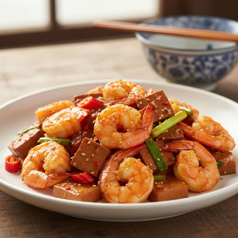 Wok-fried Prawns with Fermented Tofu (Furu)