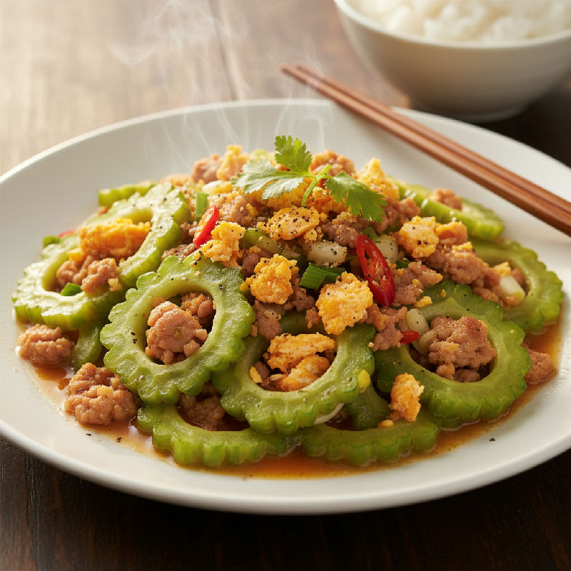 Stir-fried Bitter Melon with Salted Egg Yolk and Minced Pork
