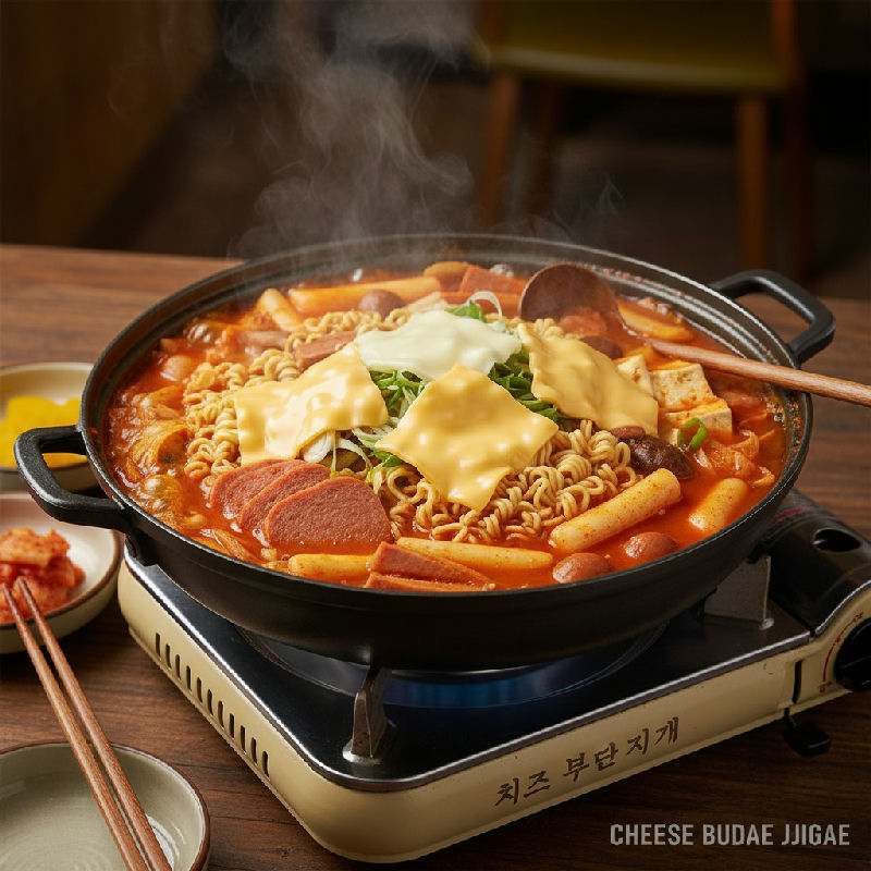Cheese Budae Jjigae (Korean Army Stew with Cheese)