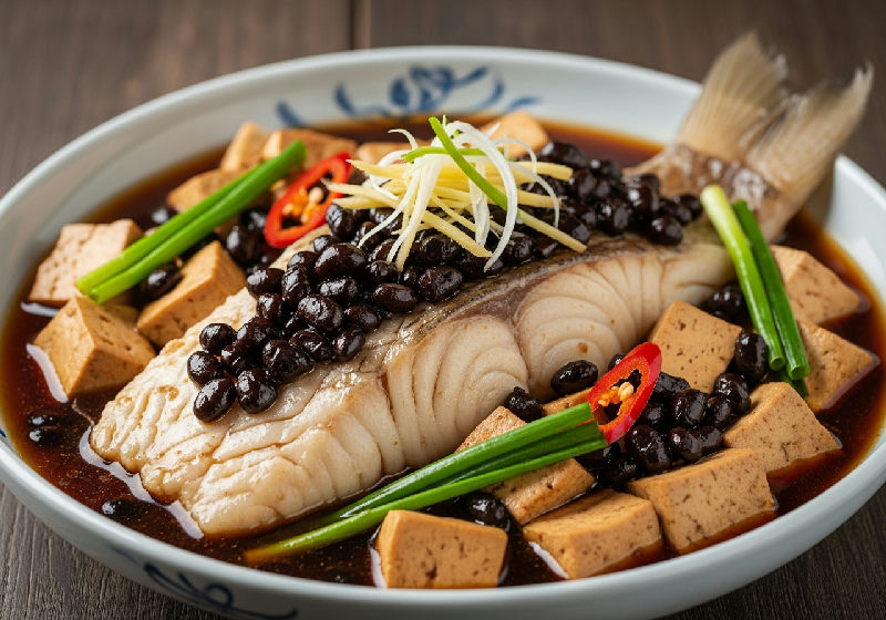 Braised Fish Fillet with Preserved Black Beans and Tofu