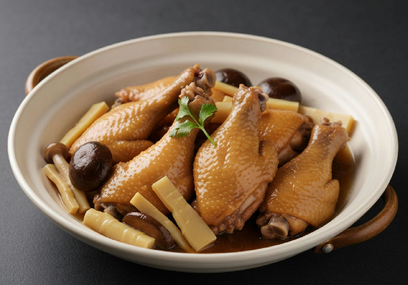 Braised Chicken Mid-wings with Mushroom and Bamboo Shoots