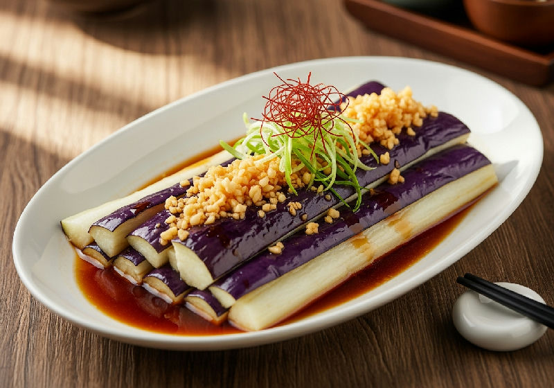 Steamed Eggplant with Garlic and Soy Sauce