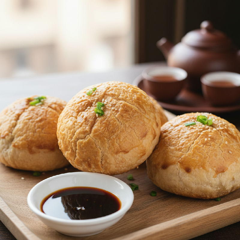 Baked BBQ Pork Buns with Crispy Topping