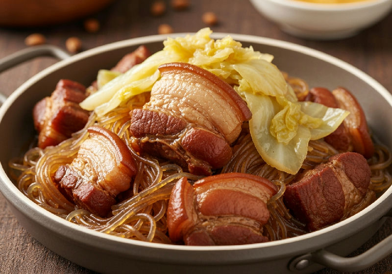 Stir-fried Pork Shoulder with Preserved Salted Cabbage and Glass Noodles