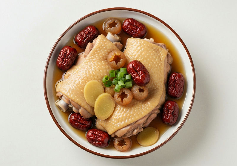 Steamed Chicken Thigh with Dried Longan and Red Dates