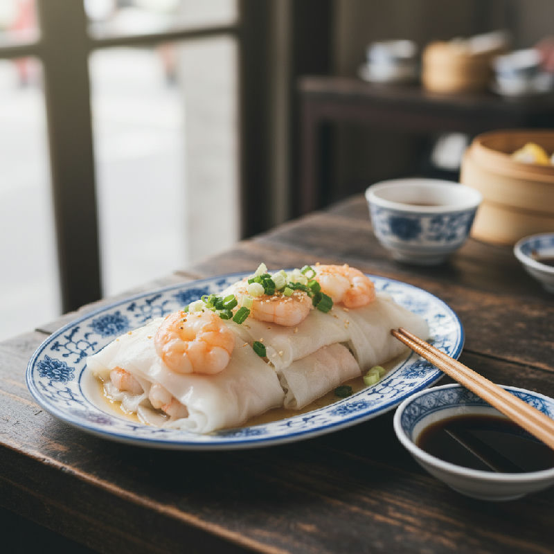 Steamed Rice Rolls with Shrimp
