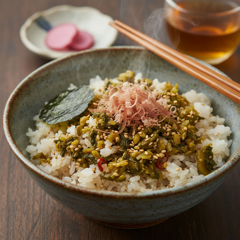 Takana Gohan (Pickled Mustard Green Rice)