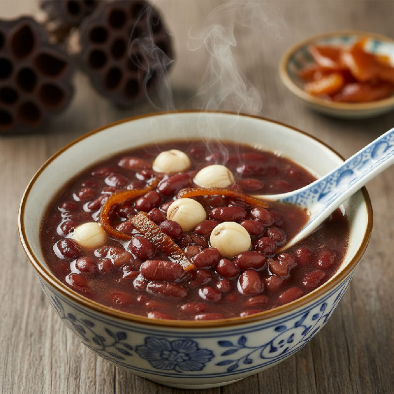 Red Bean Soup with Lotus Seeds and Dried Tangerine Peel