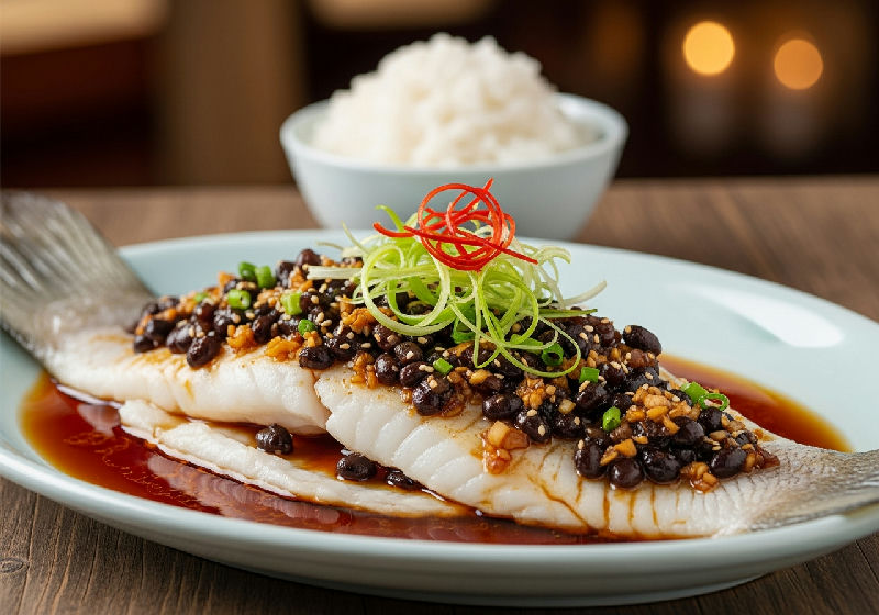 Steamed Ling Cod with Preserved Black Beans