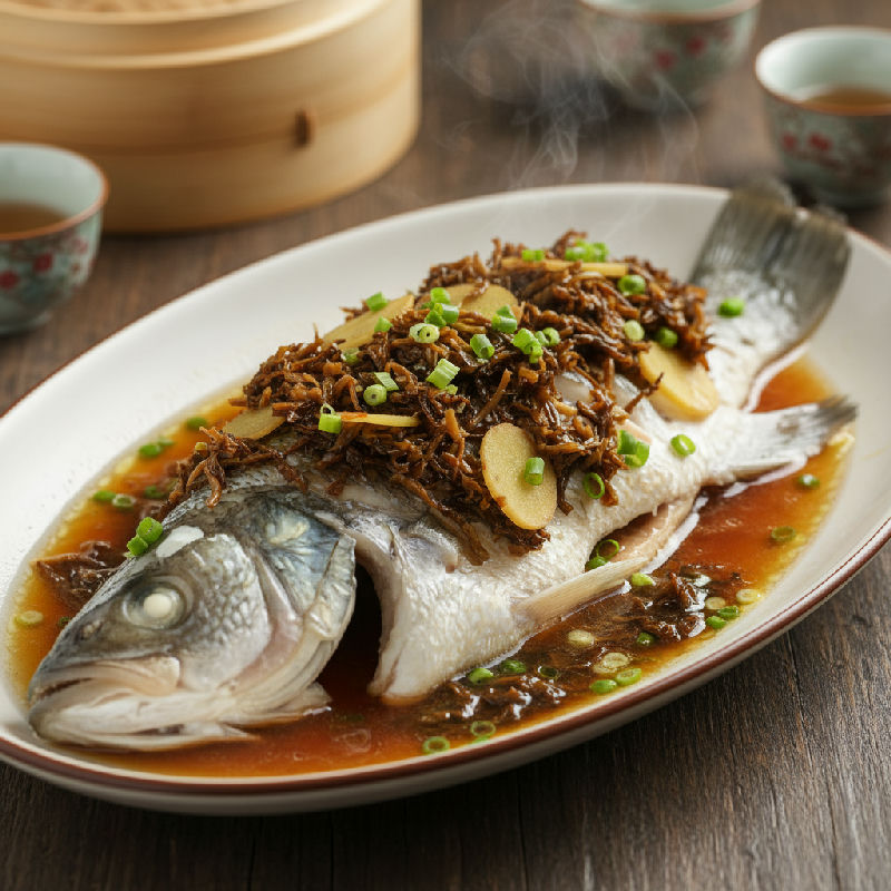 Steamed Fish with Preserved Vegetables