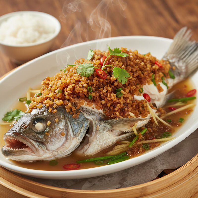 Steamed Garoupa with Preserved Turnip