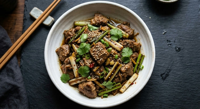 Cumin Lamb Stir-fry with Spring Onions