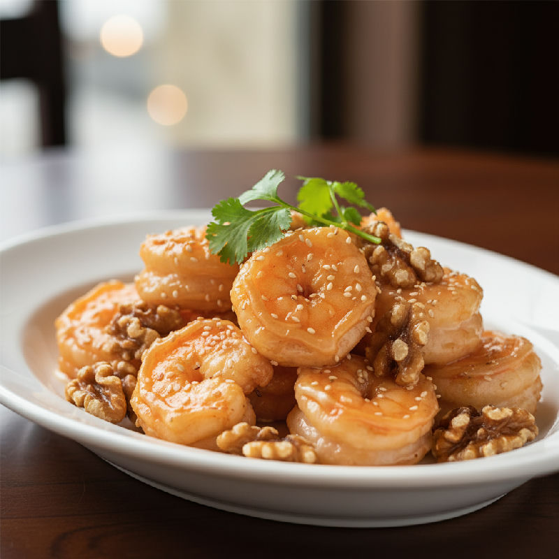 Prawns with Mayonnaise and Candied Walnuts