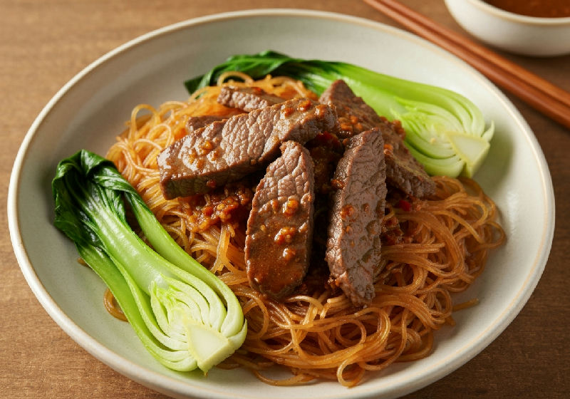 Stir-fried Beef Slices with Satay Sauce and Vermicelli