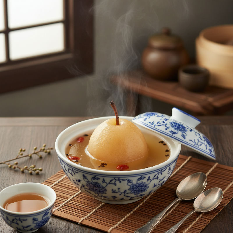 Stewed Pear with Rock Sugar and Chuan Bei