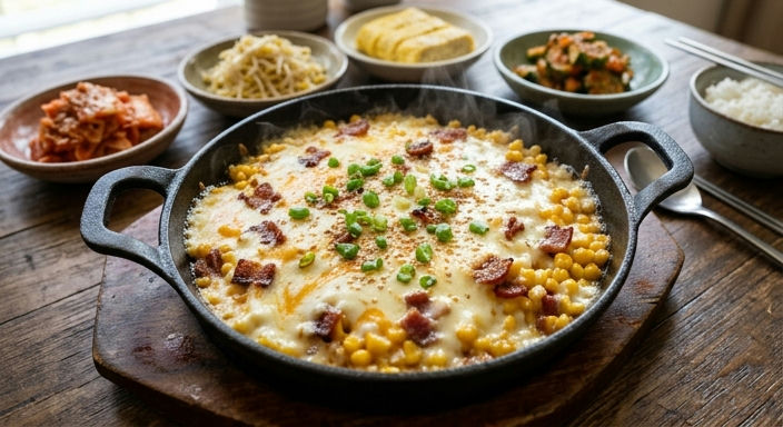 Korean-style Corn Cheese Bake with Bacon