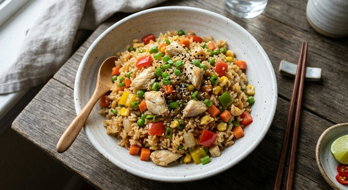 Tomato and Pepper Crab Meat Fried Rice