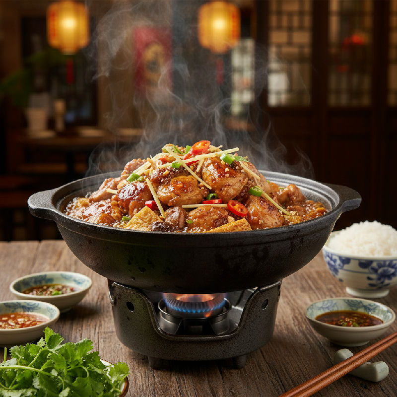 Sizzling Chicken Claypot (Jie Jie Gai Bo)