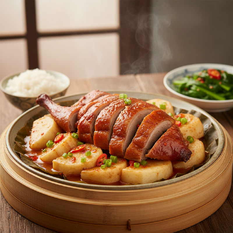 Steamed Duck with Yam and Fermented Red Bean Curd