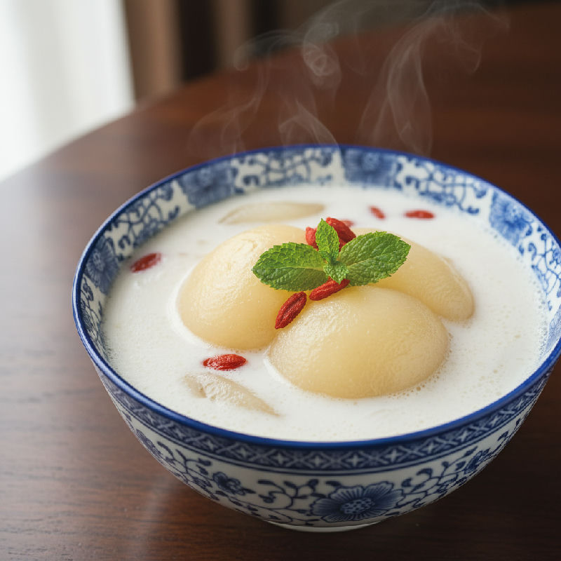 Stewed Snow Pear with Almond and Red Dates
