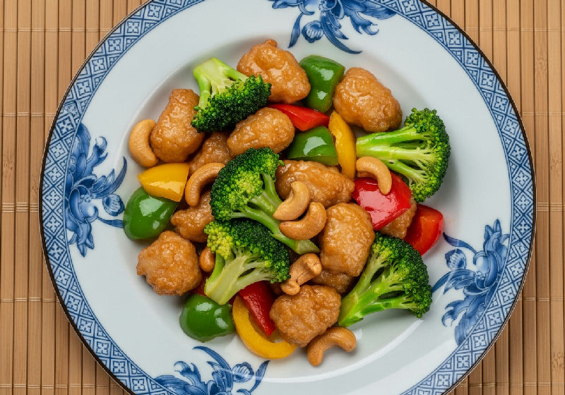 Stir-fried Vegetarian 'Chicken' with Broccoli and Cashew Nuts