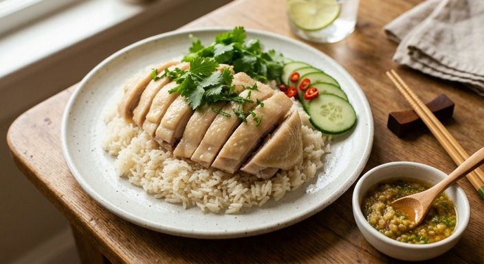 Hainan Chicken Rice (Quick Poached Version)