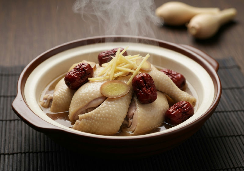 Steamed Chicken with Red Dates and Ginger