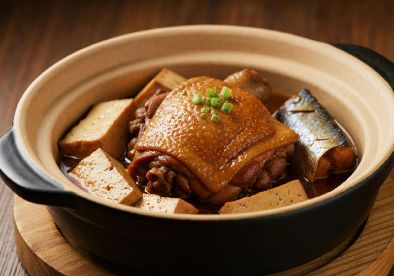 Claypot Braised Chicken Thigh with Salted Fish and Tofu