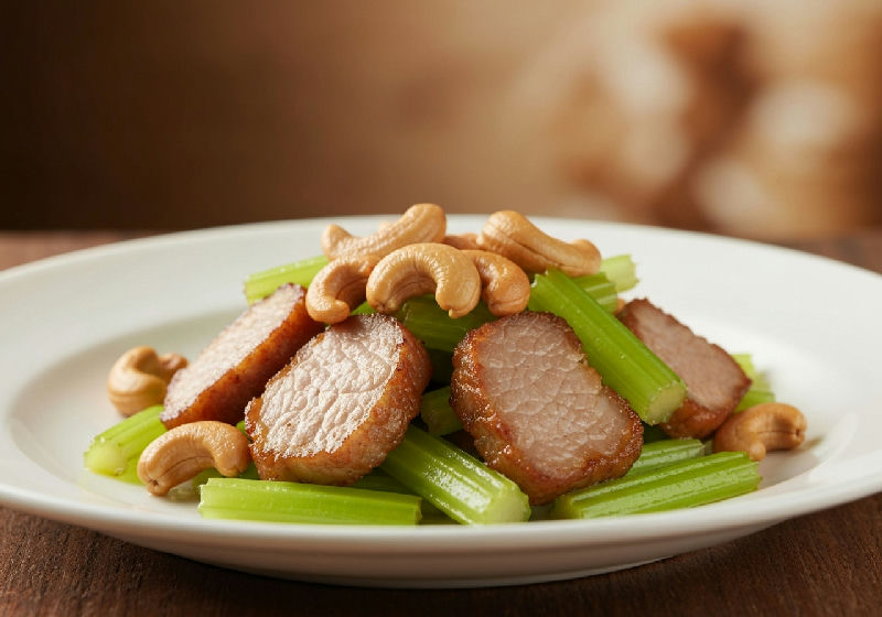 Sautéed Pork Tenderloin with Cashew Nuts and Celery