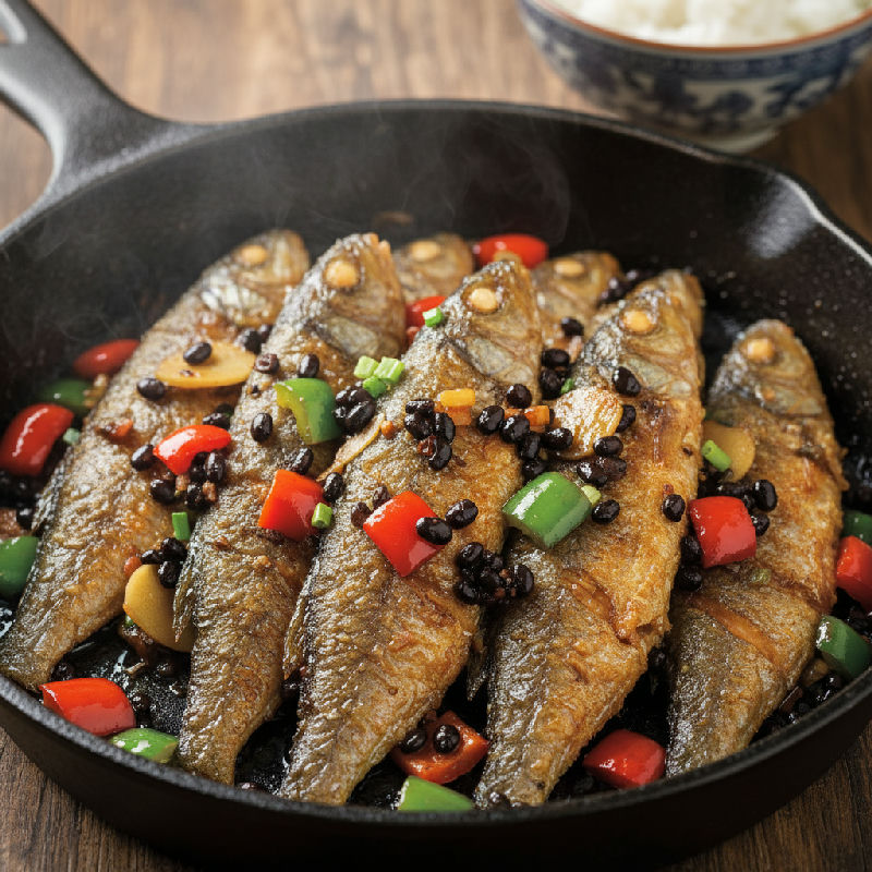 Pan-fried Dace Fish with Salted Black Beans and Bell Peppers