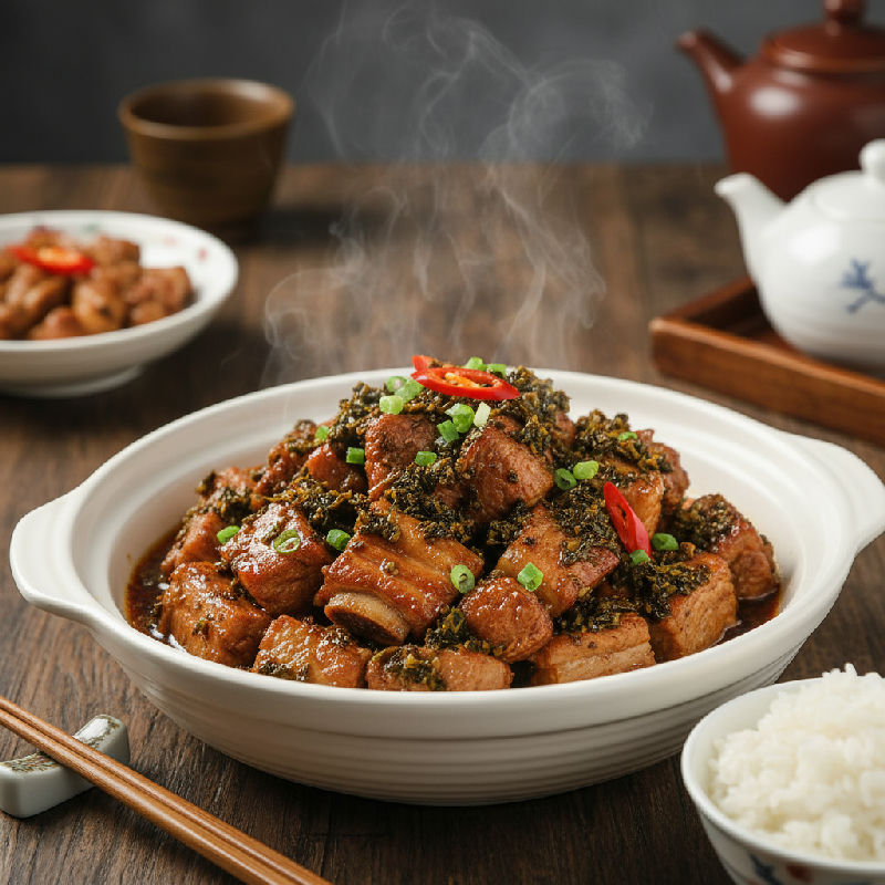 Steamed Pork Ribs with Olive Vegetables