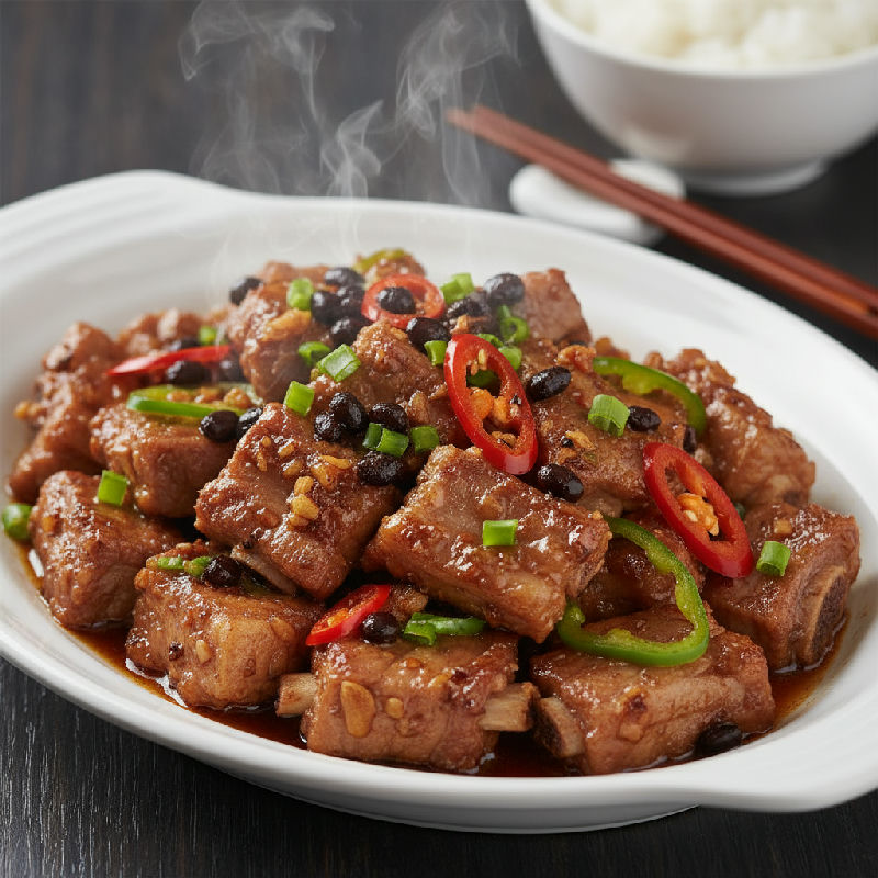 Steamed Pork Ribs with Preserved Black Beans and Chili