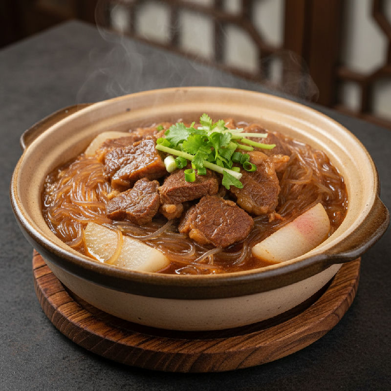 Claypot Beef Belly with Radish and Vermicelli