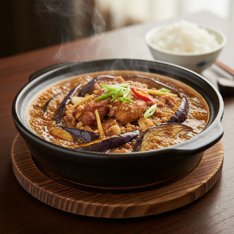 Braised Eggplant with Salted Fish and Minced Pork