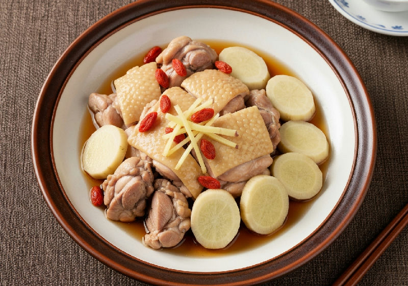 Steamed Chicken with Chinese Yam and Goji Berries