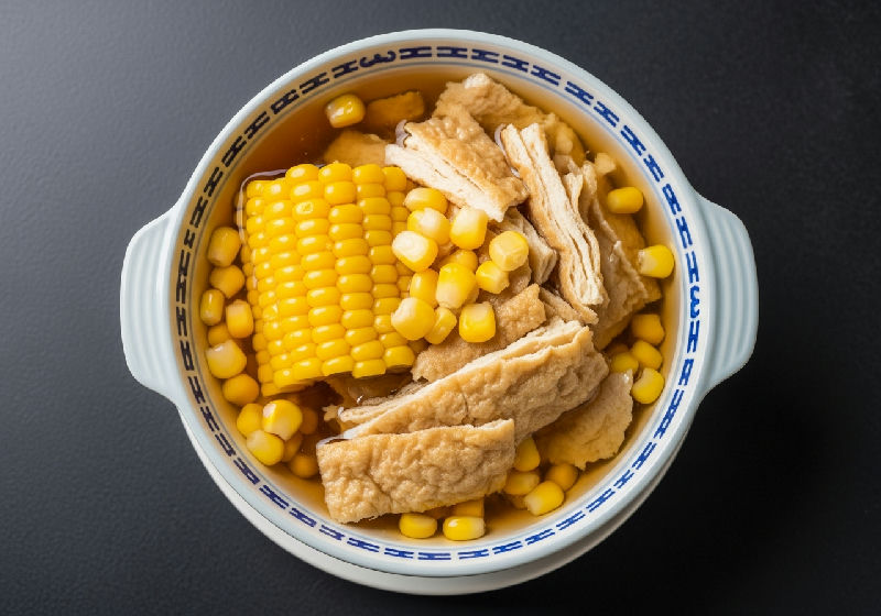 Sweet Corn and Tofu Skin Dessert Soup