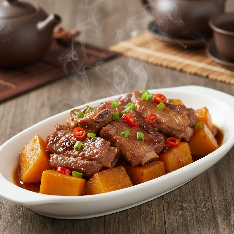 Steamed Pork Ribs with Pumpkin and Fermented Black Beans