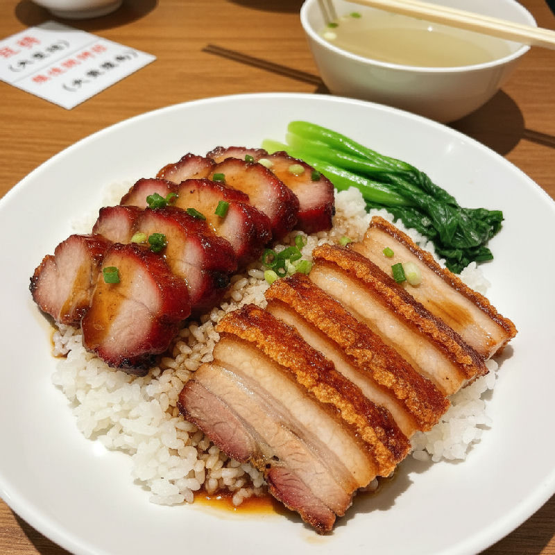 Roasted Meats Combo Rice (Char Siu & Crispy Pork Belly)